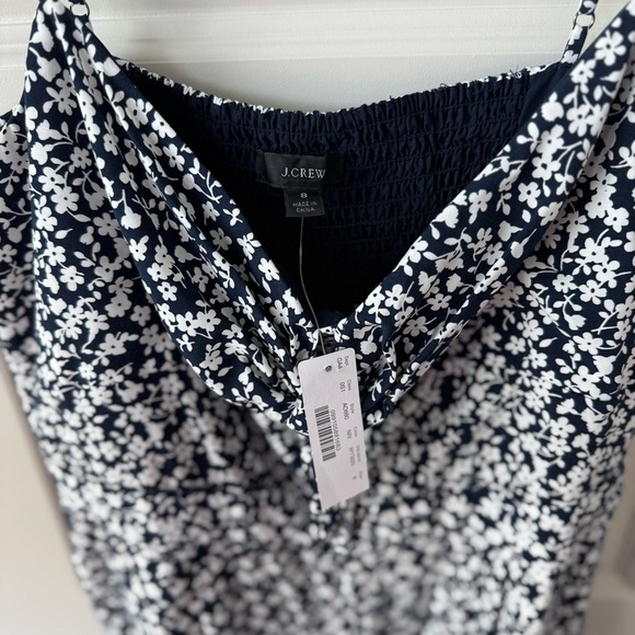 J.Crew Tie-front wide-leg jumpsuit in floral print black and white size 8 - Picture 2 of 10